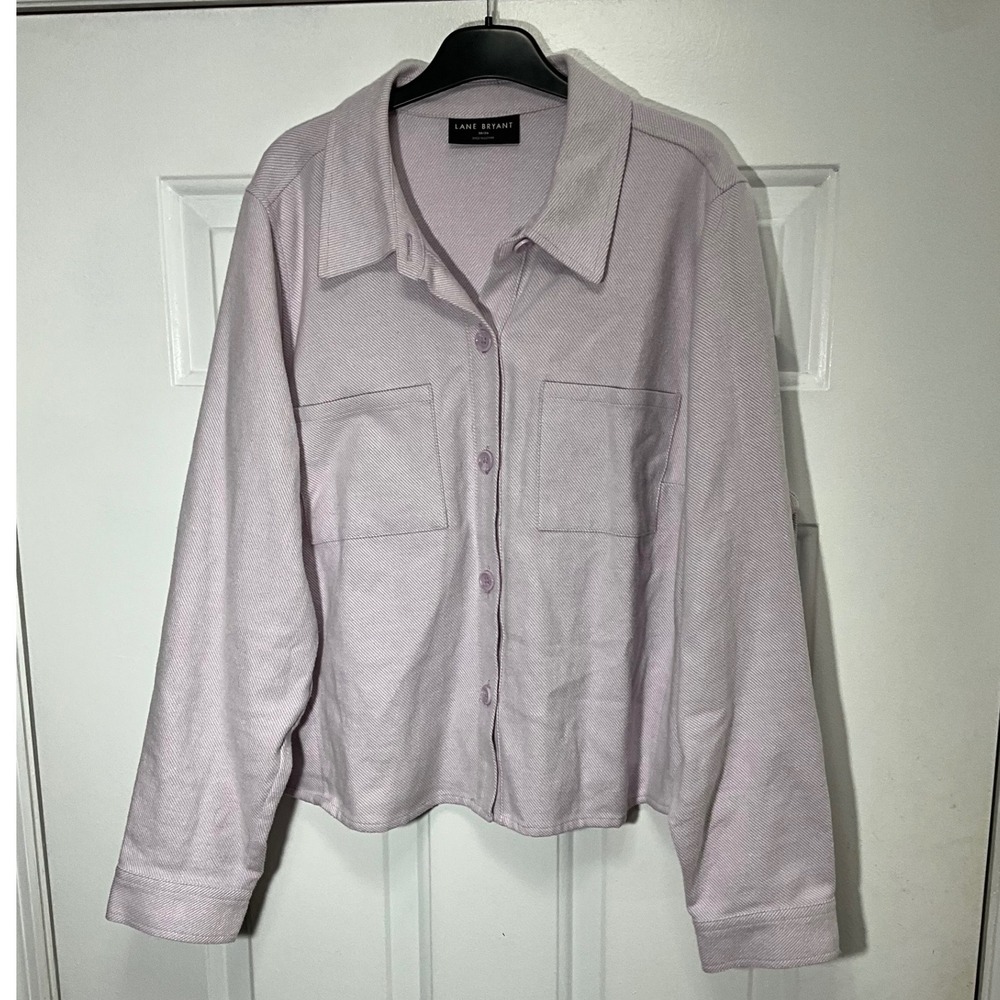 Lane Bryant Lavender Purple Cotton Button Down Shirt Jacket 18/20 A83814